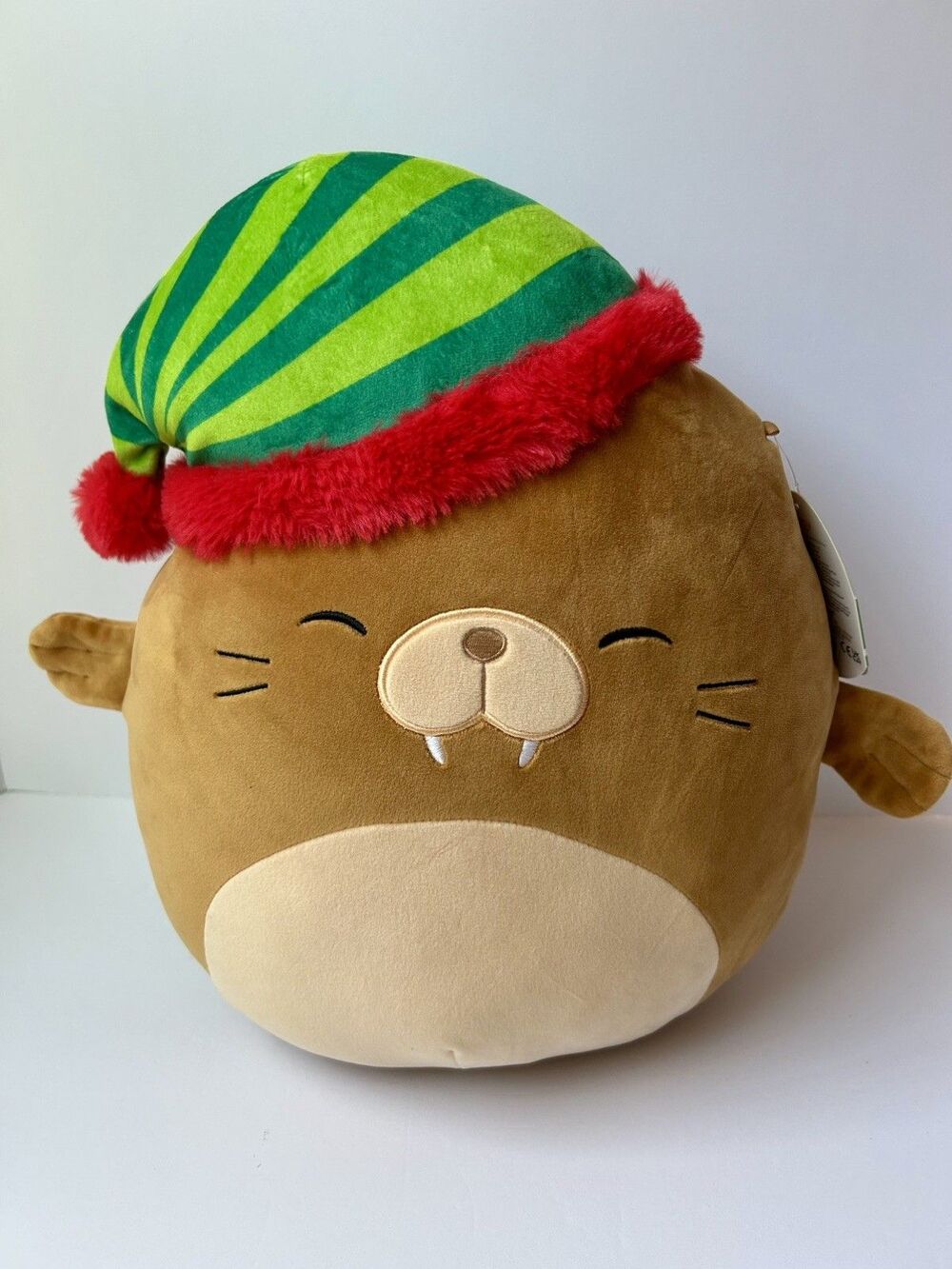 Squishmallows Bruce Walrus Elf Hat Cap Christmas Holiday Winter 14”